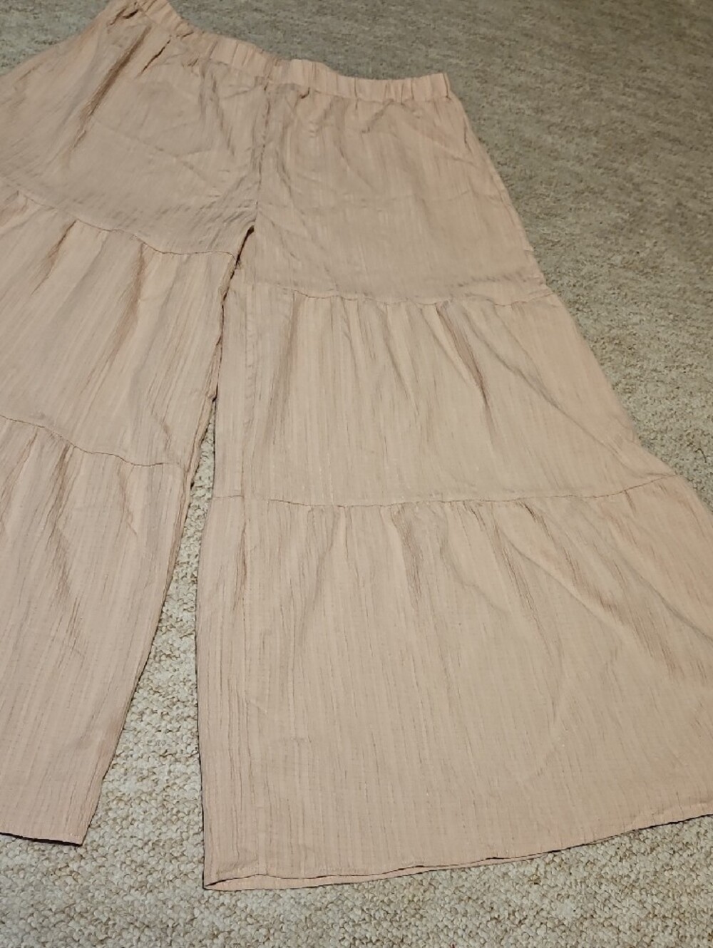 SHEIN Beige Tiered Wide-Leg Palazzo Pants - Picture 3 of 7